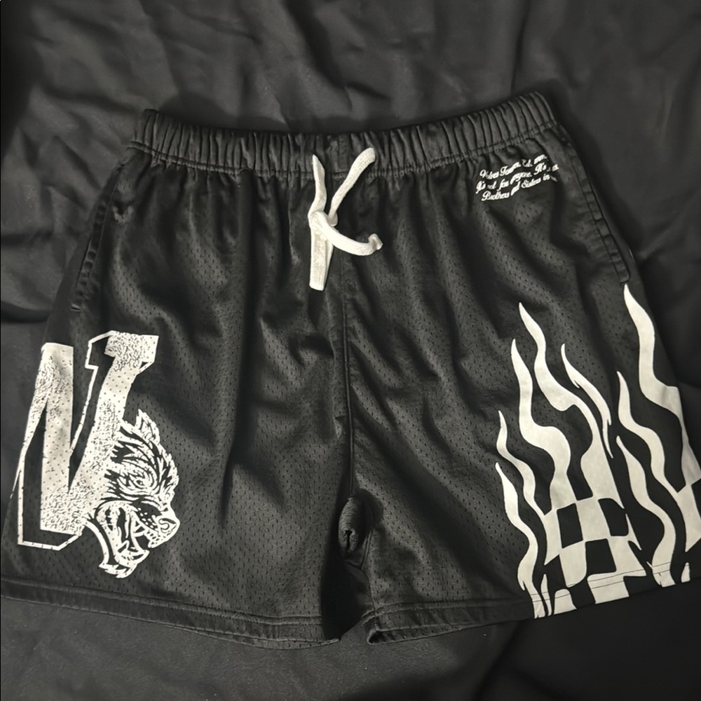 Darc Sport Black and White Athletic Shorts with Bold Graphics